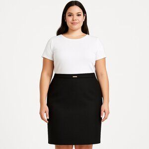 St. John Caviar Black Chevron Knit Skirt Size 14 NWT Made in USA